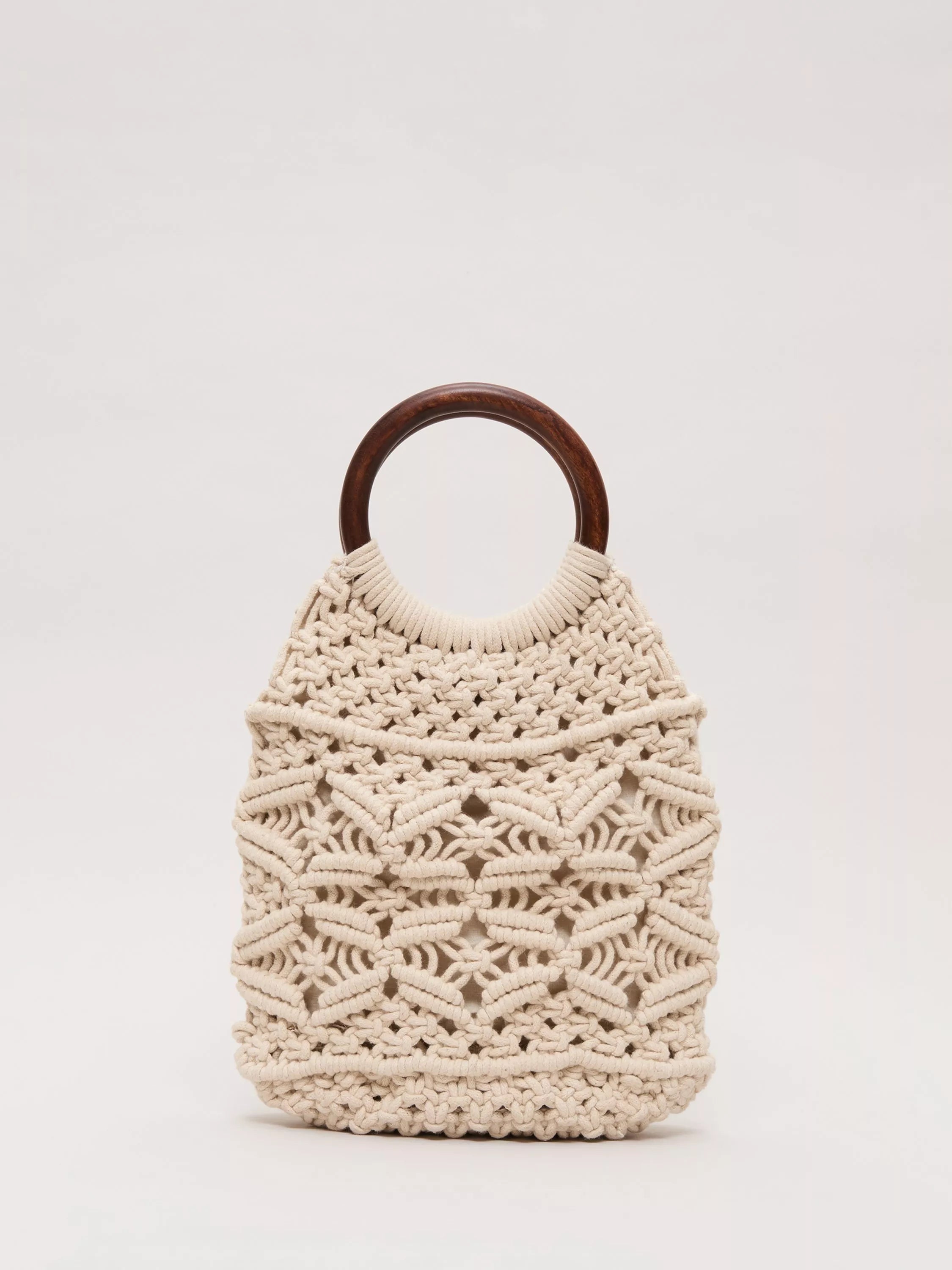 Phase Eight white macrame bucket bag, UK version