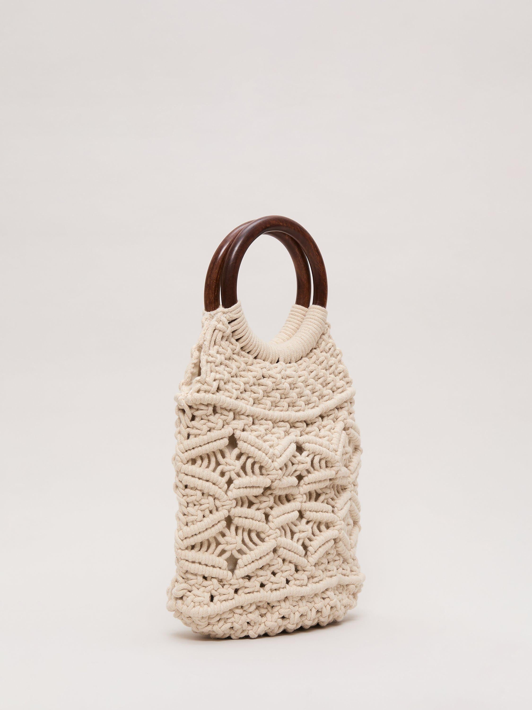 Phase Eight white macrame bucket bag, UK version