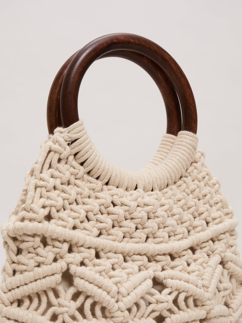 Phase Eight white macrame bucket bag, UK version