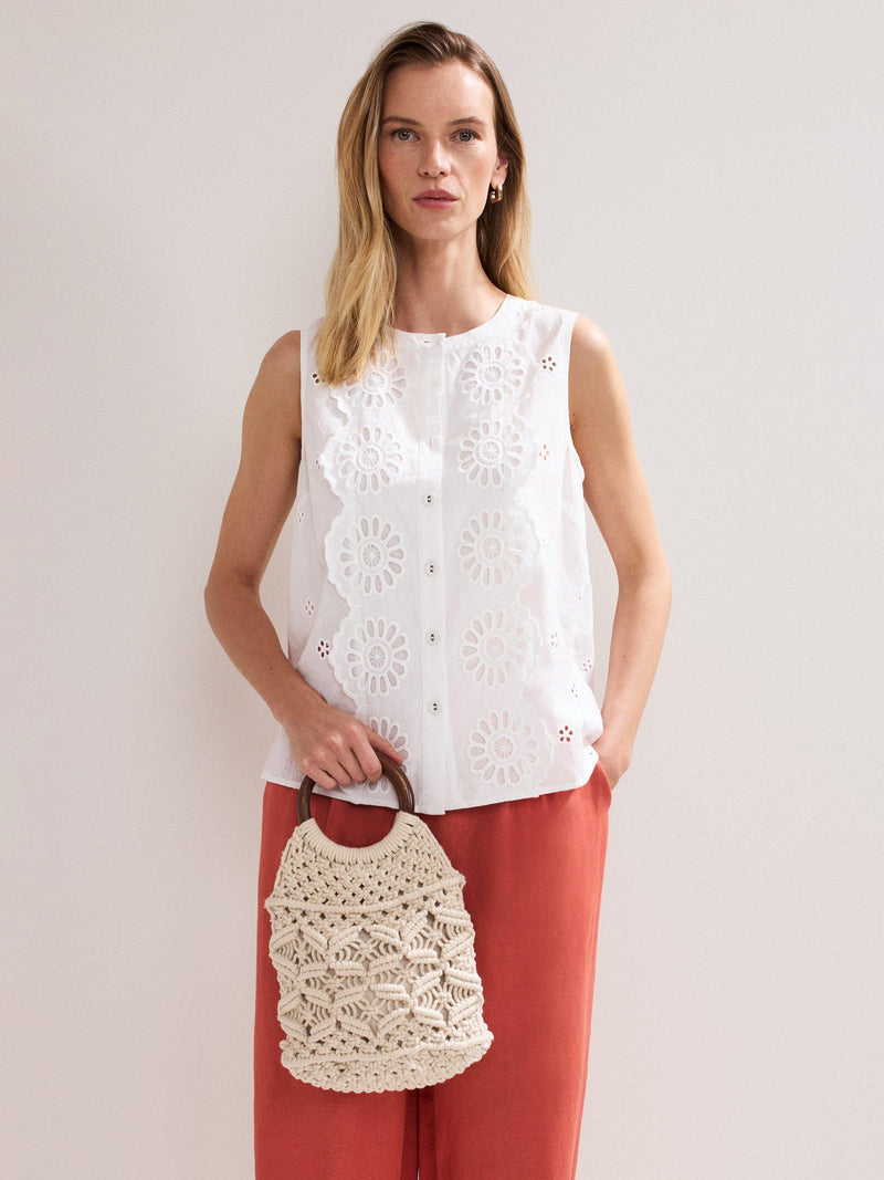 Phase Eight white macrame bucket bag, UK version