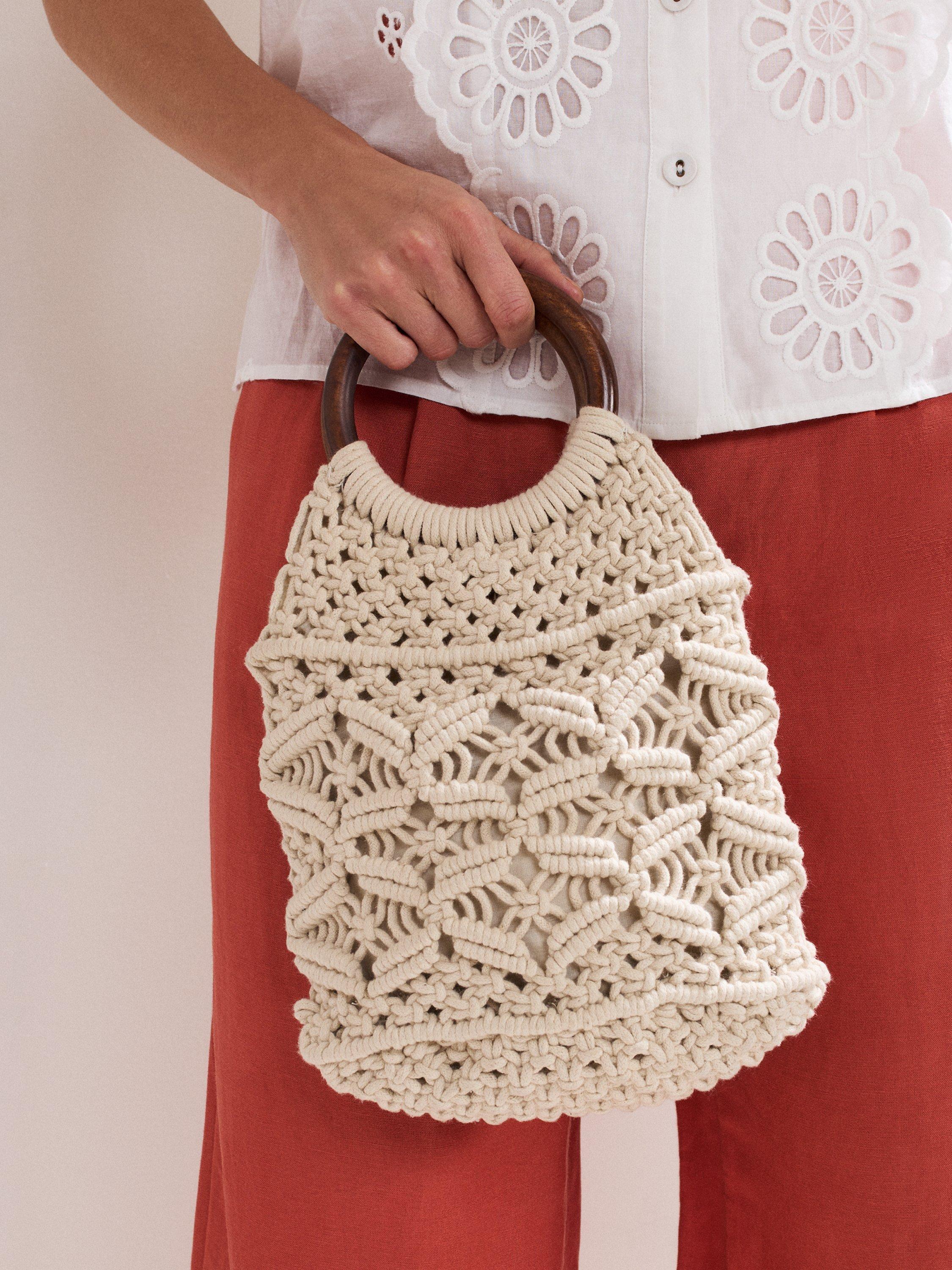 Phase Eight white macrame bucket bag, UK version