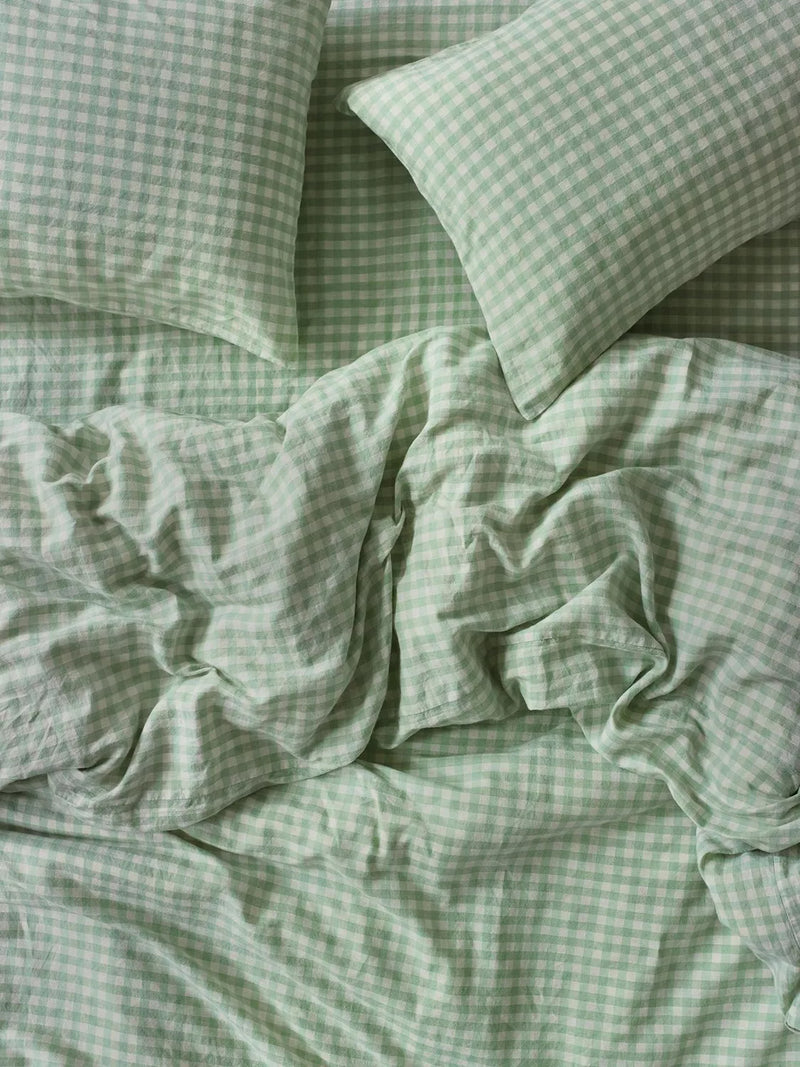 Piglet in Bed Gingham Linen Blend Duvet Cover