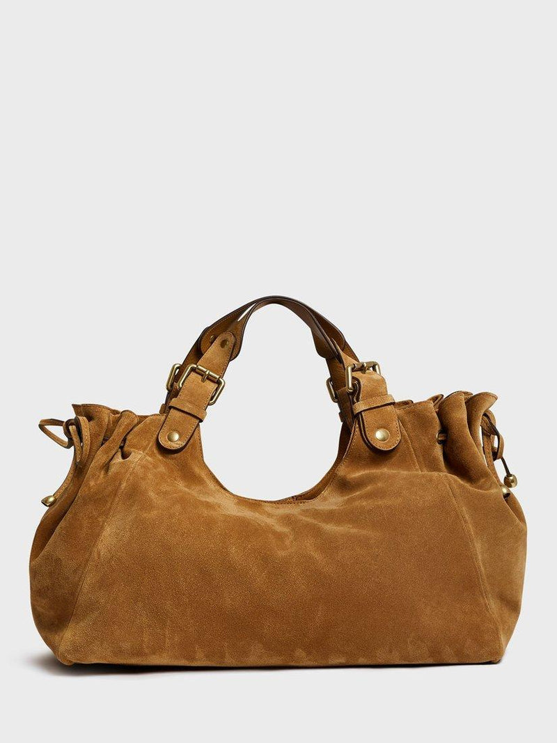 Gerard Darel Chiara suede shoulder bag in wheat, UK version