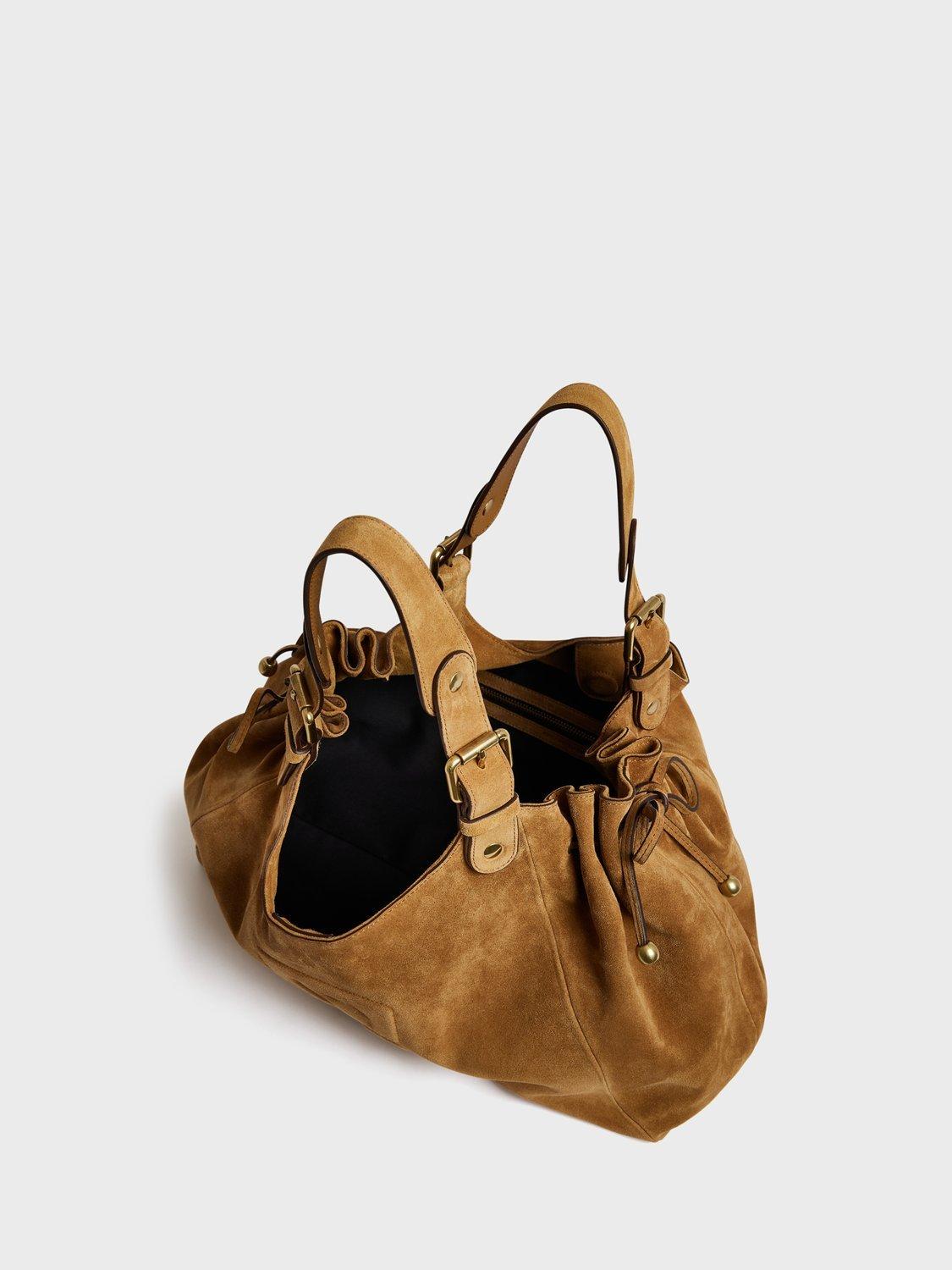 Gerard Darel Chiara suede shoulder bag in wheat, UK version