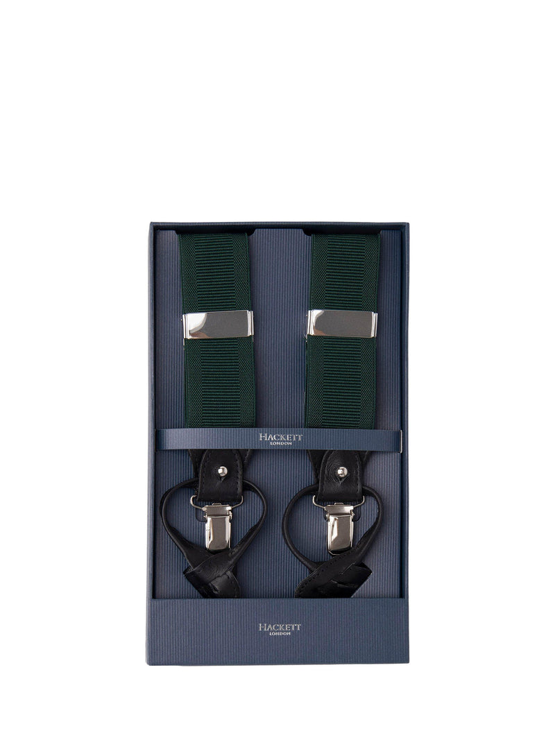 Hackett London leather trim braces green (British brand)