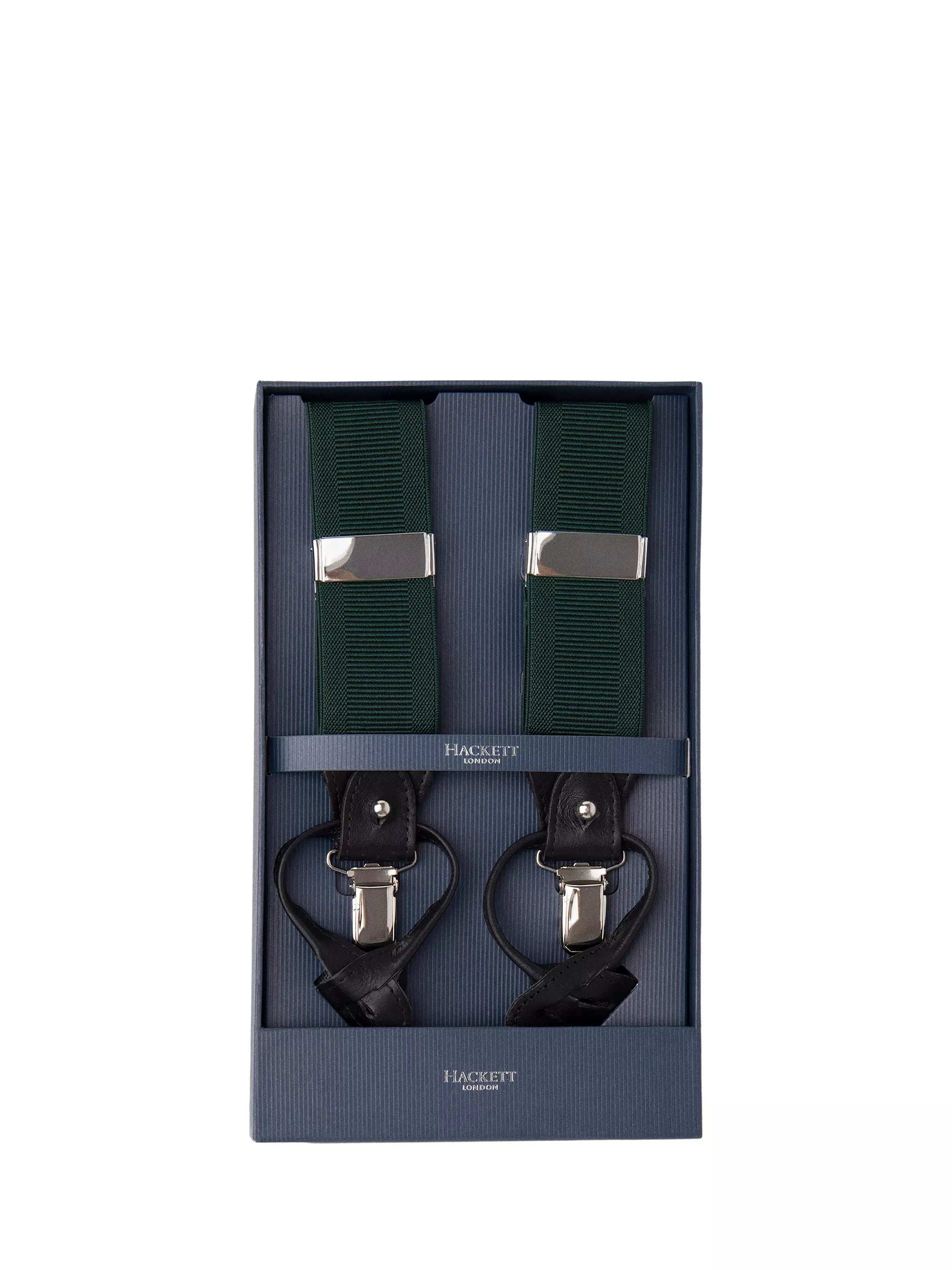 Hackett London leather trim braces green (British brand)