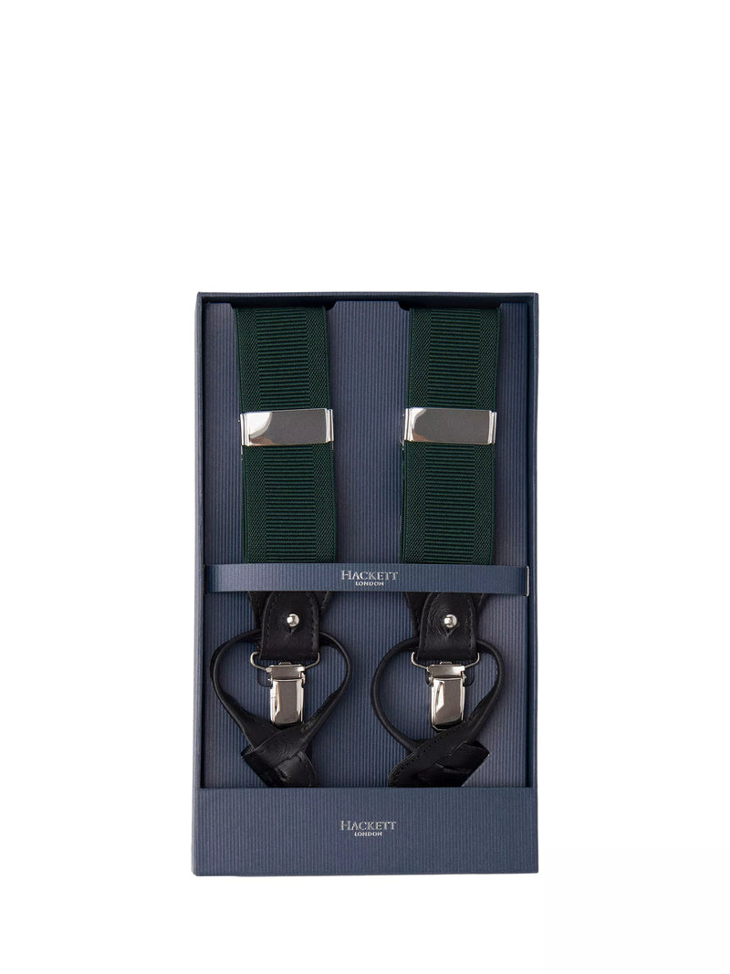 Hackett London leather trim braces green (British brand)