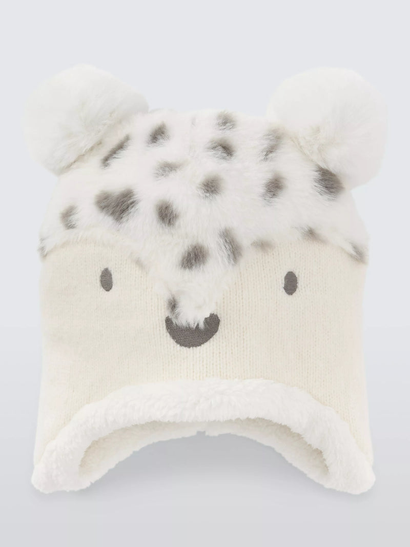 John Lewis kids faux fur bear hat cream, imported from the UK