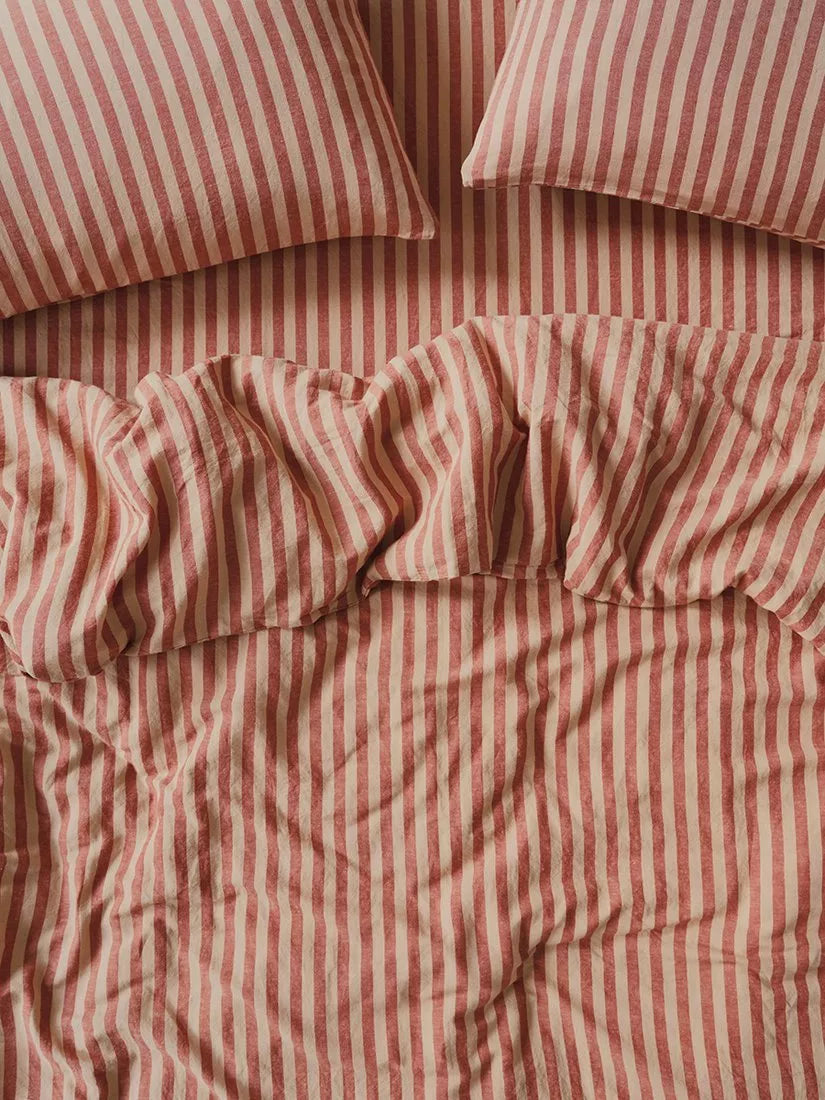 Piglet in Bed Pembroke Stripe Leinen Standard-Kissenbezug-Paar 75x50cm