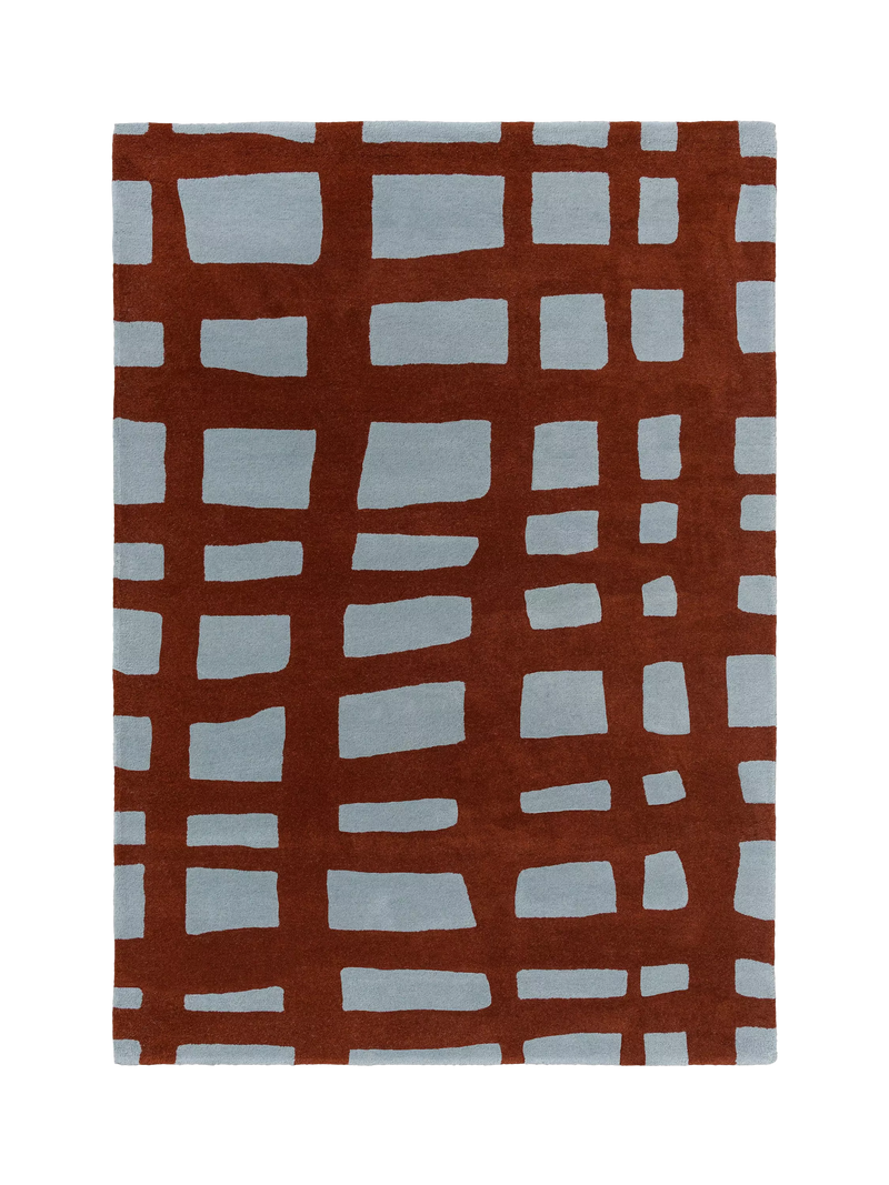 Scion Arlo crosshatch pure wool rug in brick, imported from the UK