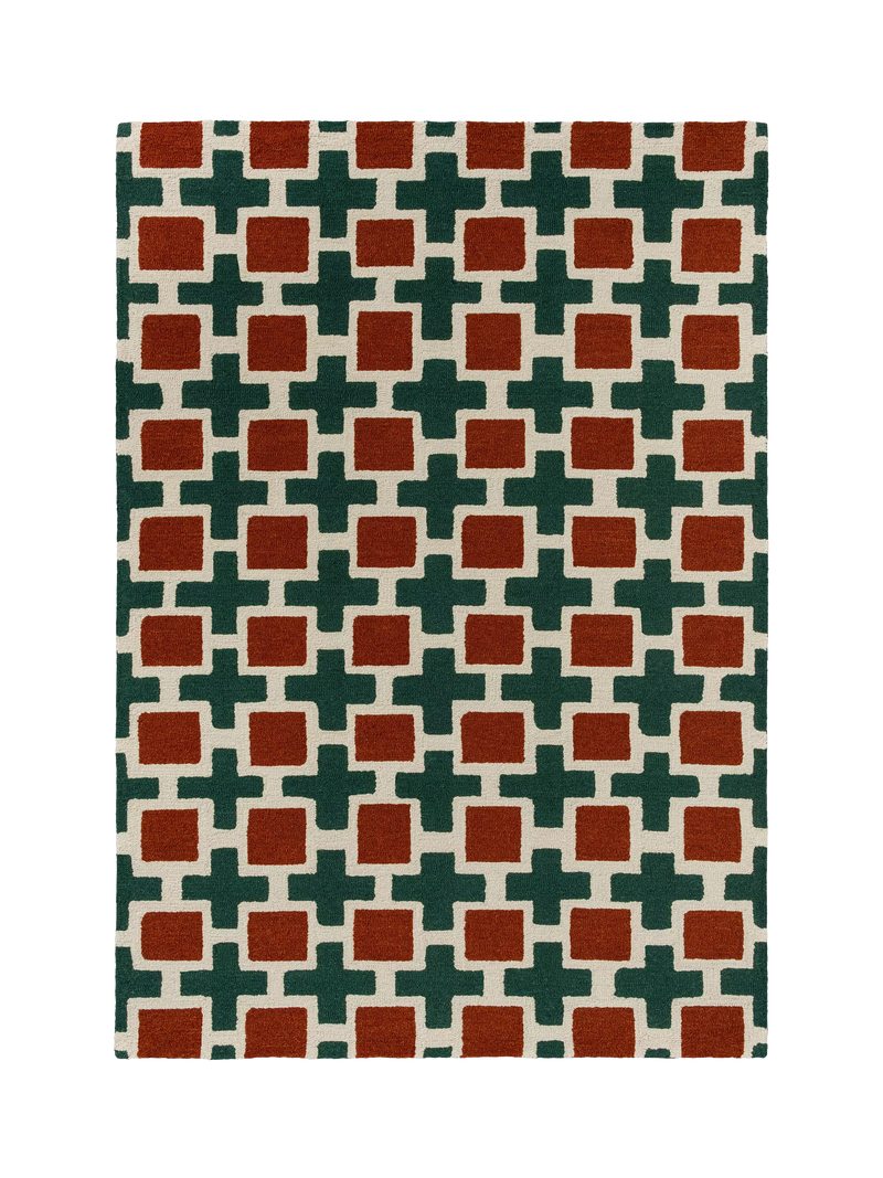 Scion Hatch pure wool rug rust 120x180cm, imported from the UK