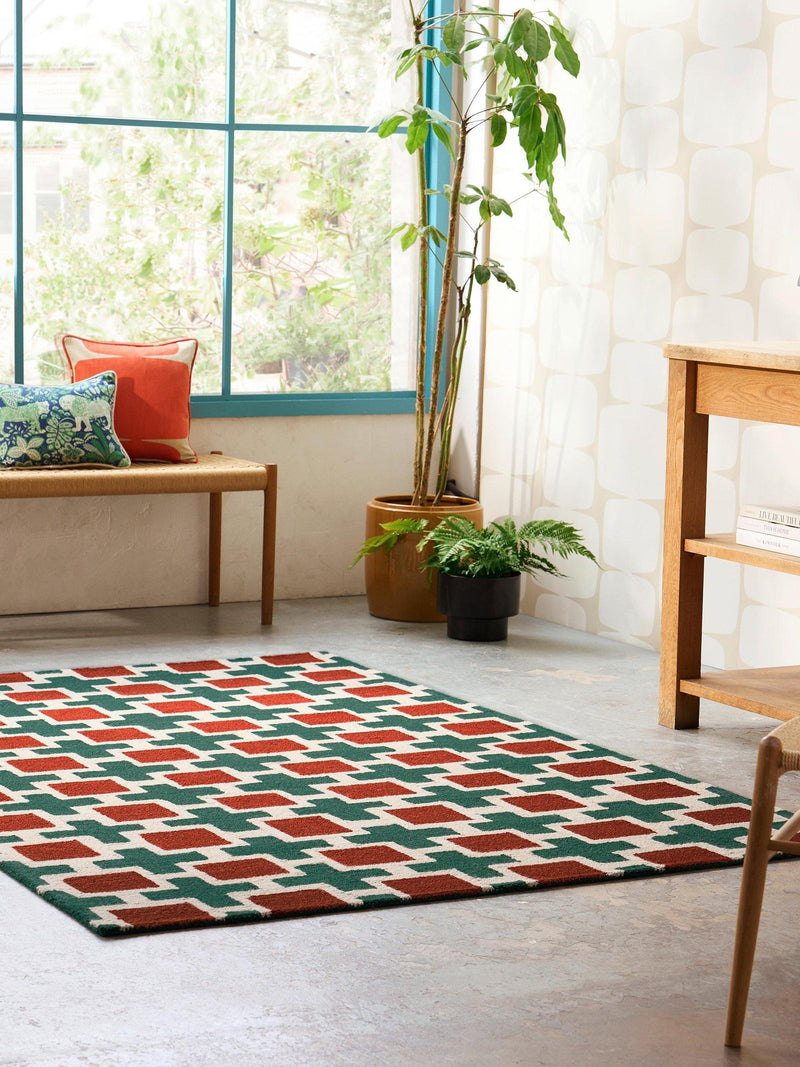 Scion Hatch pure wool rug rust 120x180cm, imported from the UK