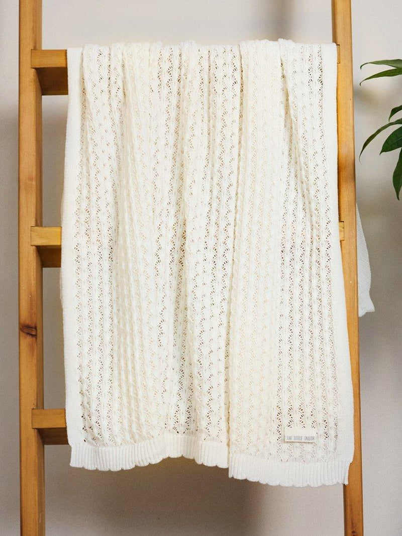 The Little Tailor large baby cotton pointelle blanket, imported from the UK