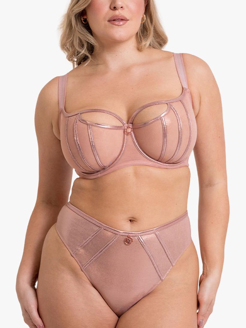 Sheer Mesh Thong with Rose Gold Foil Print and Sun Charm