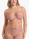 Sheer Mesh Thong with Rose Gold Foil Print and Sun Charm