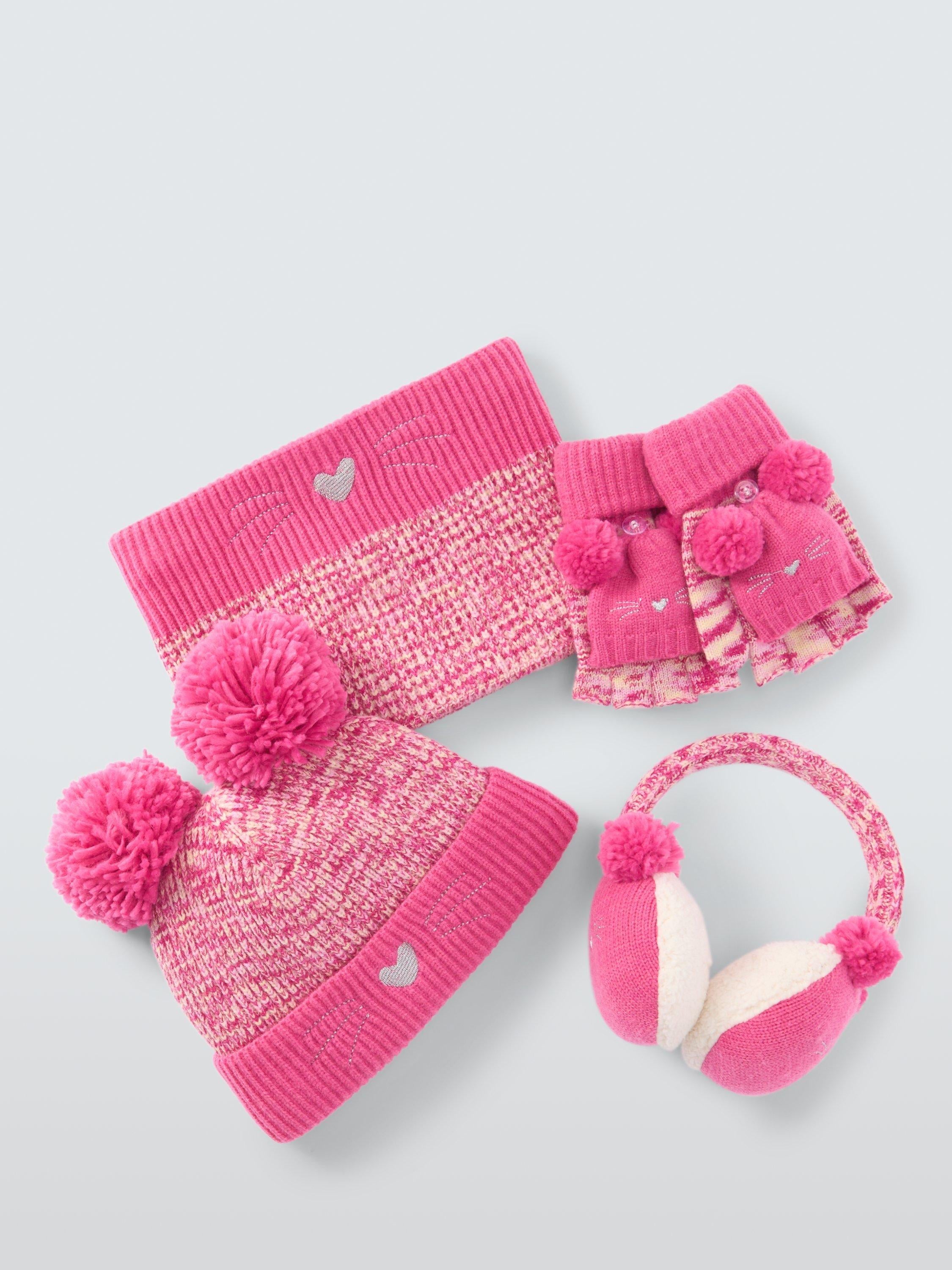 John Lewis kids cat flip top gloves in pink, UK version