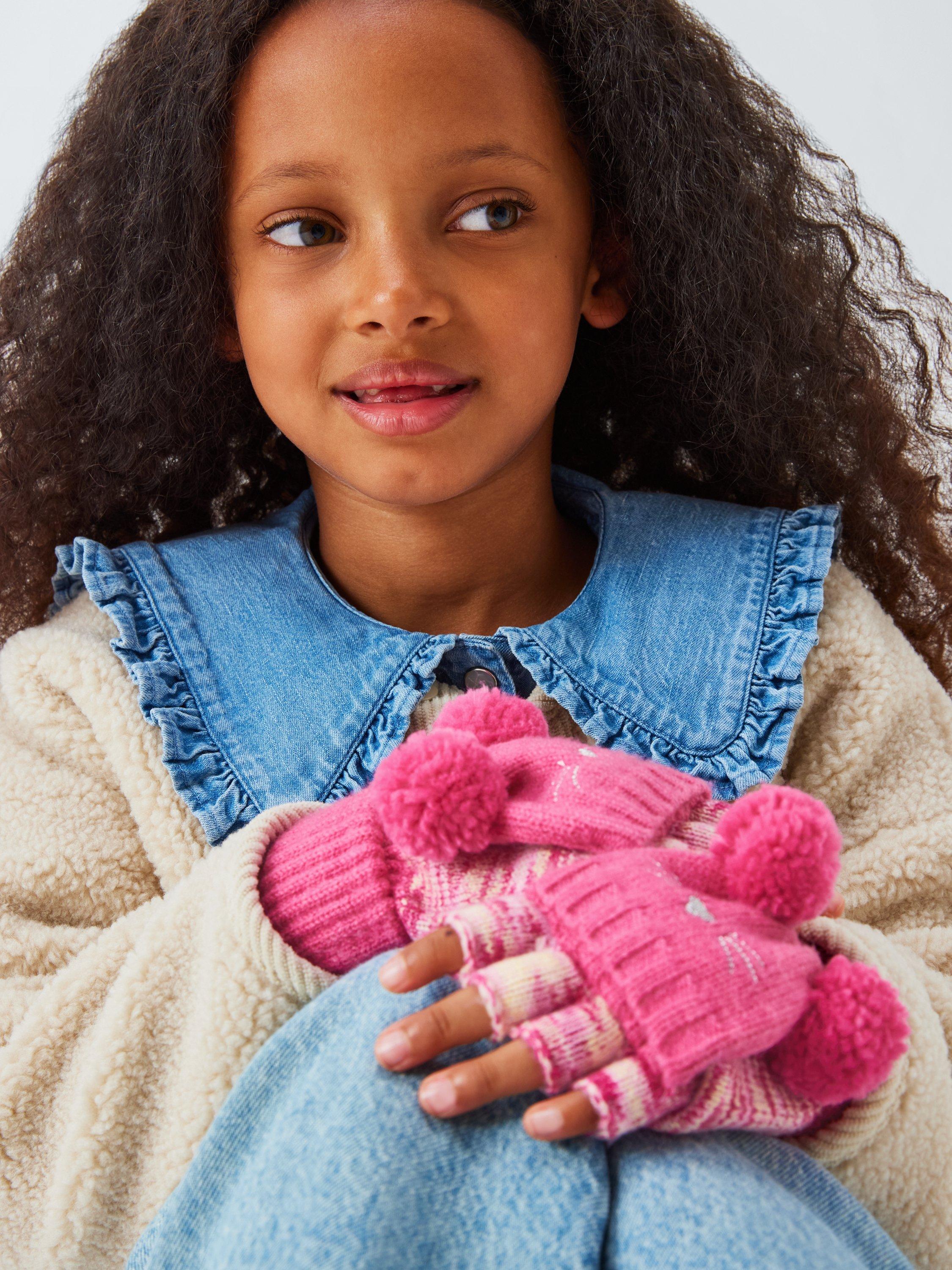 John Lewis kids cat flip top gloves in pink, UK version