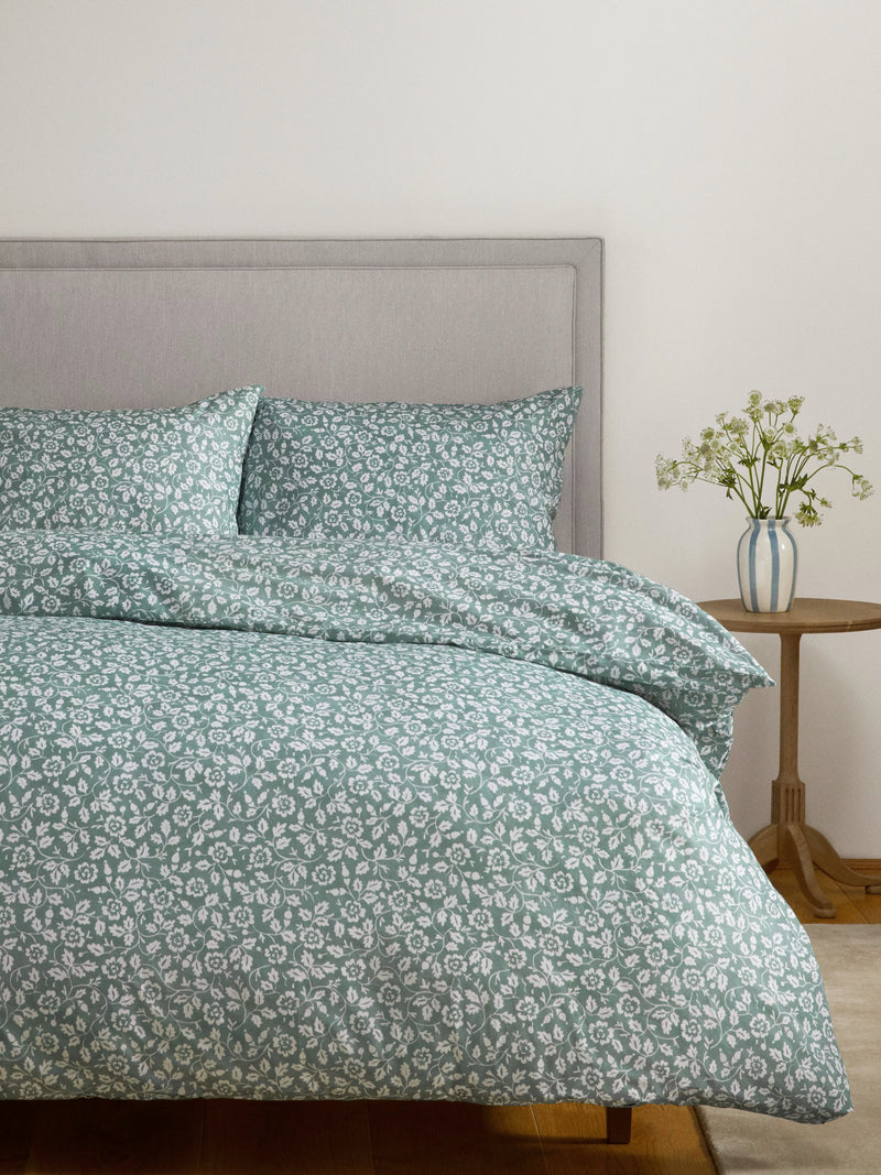 John Lewis Marlow cotton duvet cover set sage double, UK version