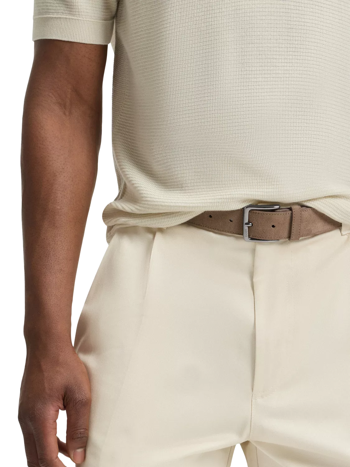 BOSS Ronnie suede belt in light brown, UK version