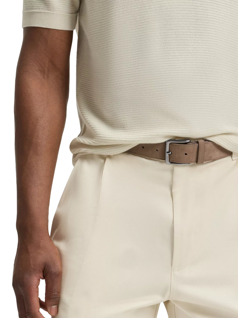 BOSS Ronnie suede belt in light brown, UK version
