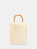 Whistles bamboo handle crochet bag cream, imported from the UK