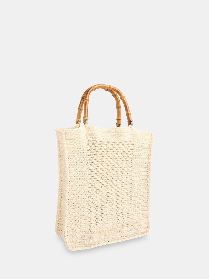 Whistles bamboo handle crochet bag cream, imported from the UK