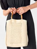Whistles bamboo handle crochet bag cream, imported from the UK
