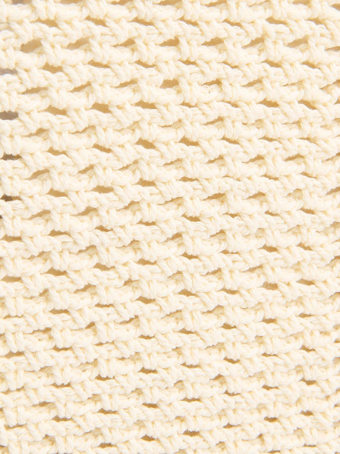 Whistles bamboo handle crochet bag cream, imported from the UK