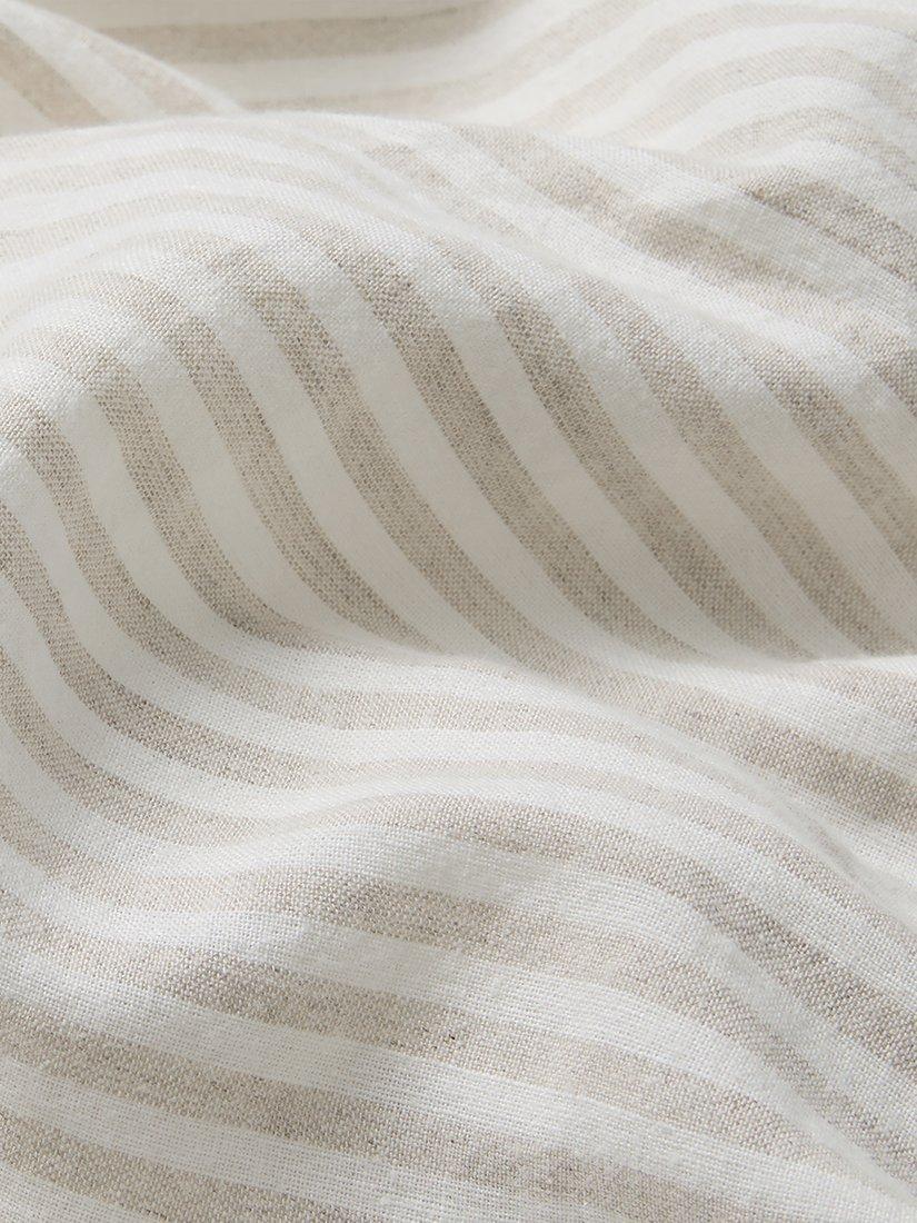Piglet in Bed oatmeal stripe linen fitted sheet super king - British product