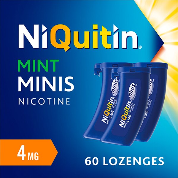 NiQuitin Minis Mint 4mg, 60 Lozenges- Quit Smoking Aid