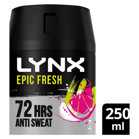 Lynx Epic Fresh Grapefruit & Tropical Pineapple Scent Antiperspirant Deodorant for Men 250ml Men's Toiletries Boots   