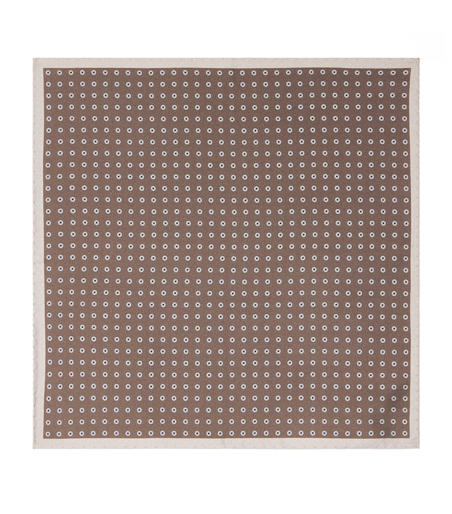 Canali silk medallion print pocket square 33cm, UK version