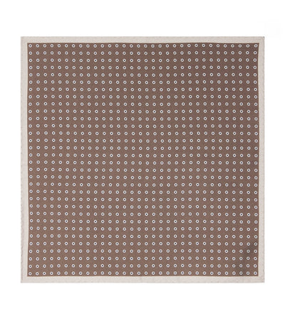Harrods Canali Silk Medallion Print Pocket Square 33cm x 33cm- Buy online at McGrocer