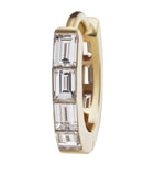 Yellow Gold Invisible Set Baguette Diamond Eternity Hoop Earring (8mm)