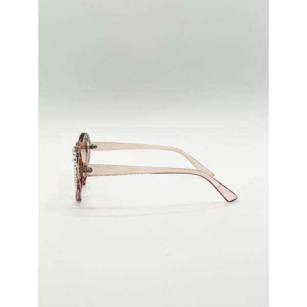 SVNX heart sunglasses gem detail champagne (British brand)