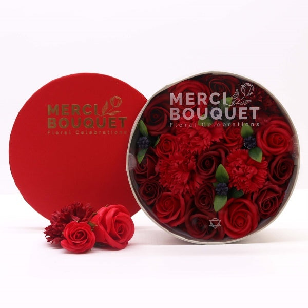 Merci Boutique red rose round soap bouquet (British brand)