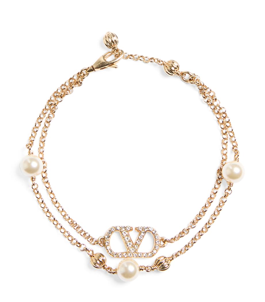 Valentino Garavani VLogo bracelet faux pearls Swarovski crystals, imported from the UK