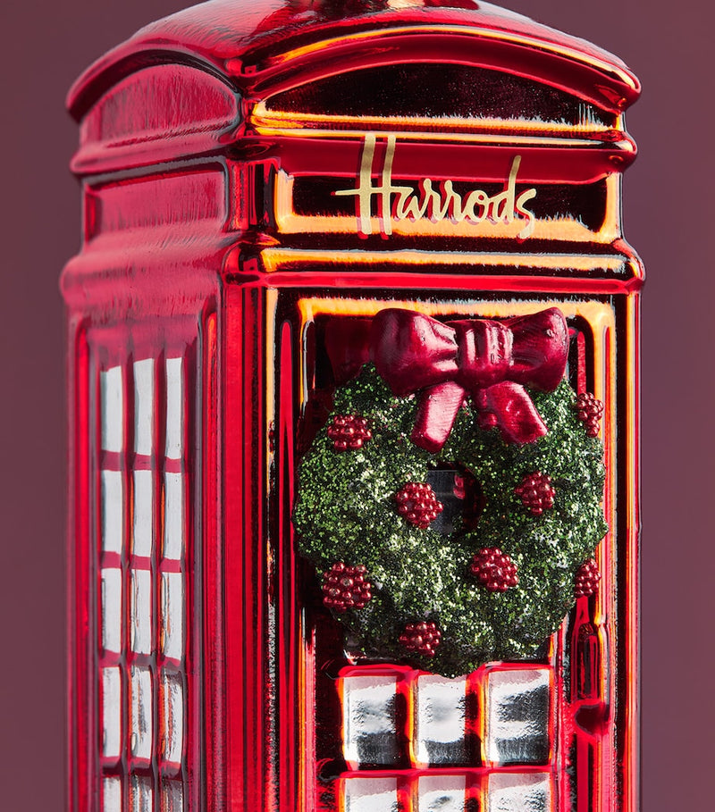 Harrods telephone box wreath tree decoration 11cm, imported from the UK