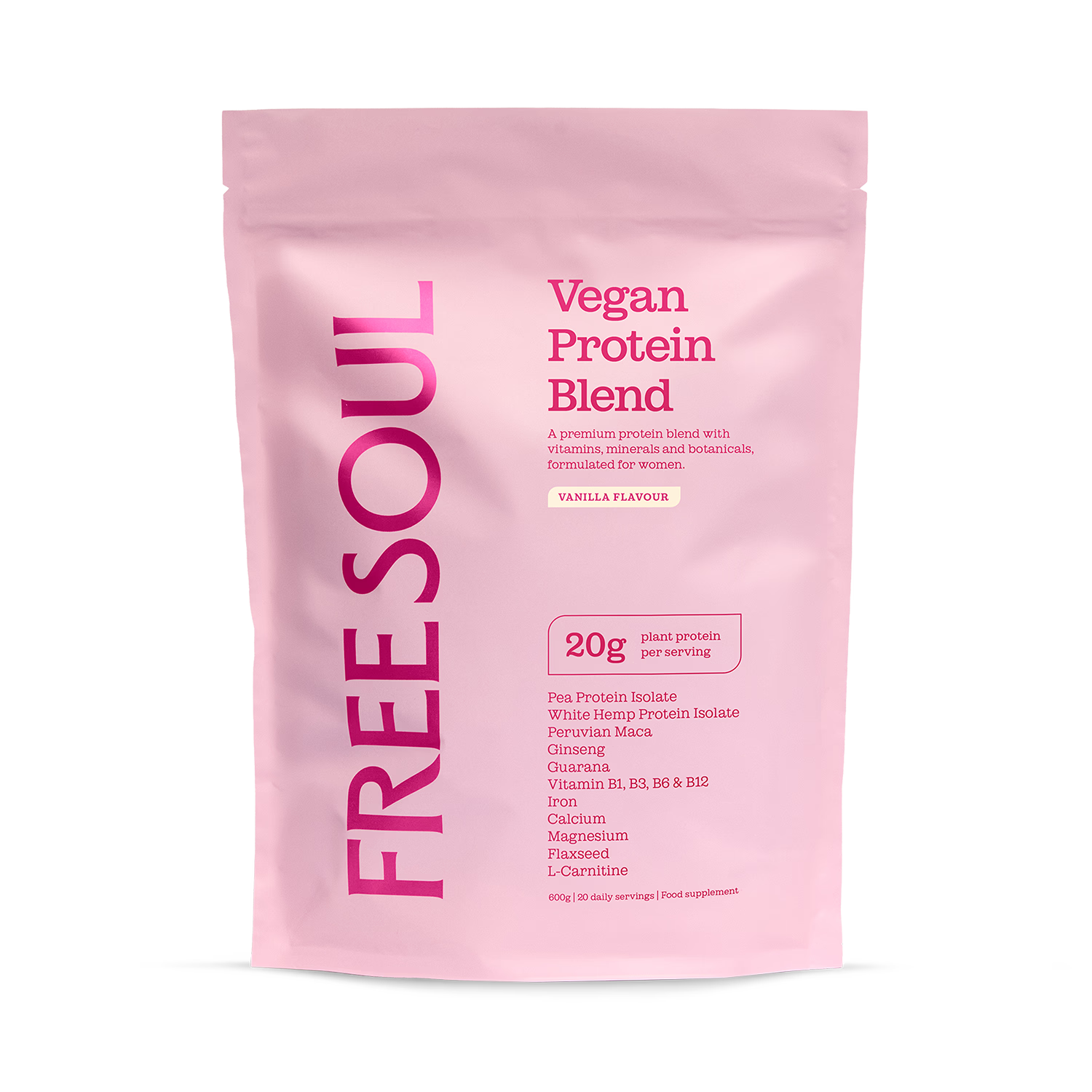 Free Soul vegan protein blend vanilla 600g, UK version