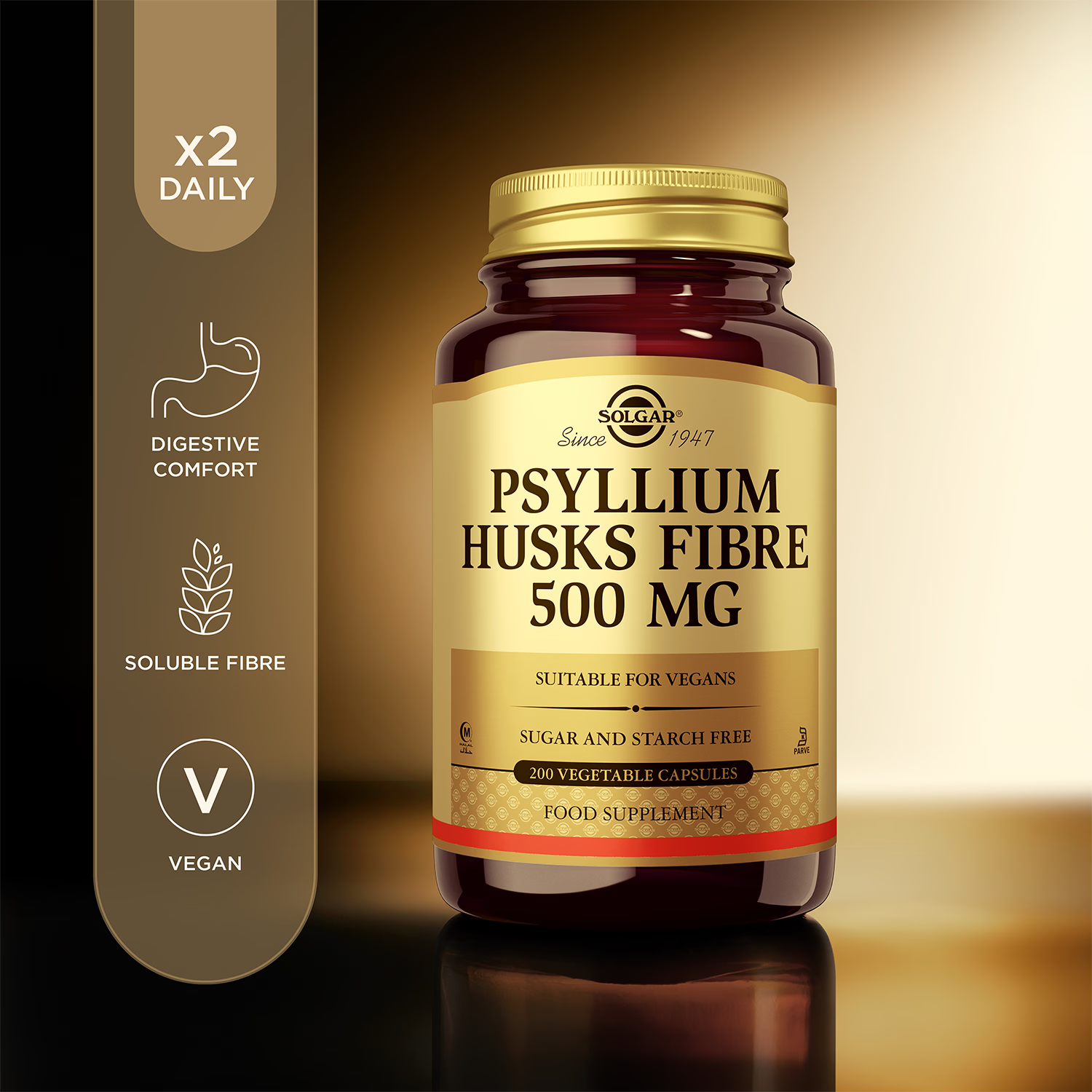 Solgar Psyllium Husks Fibre Vegi Capsules 200 (British brand)
