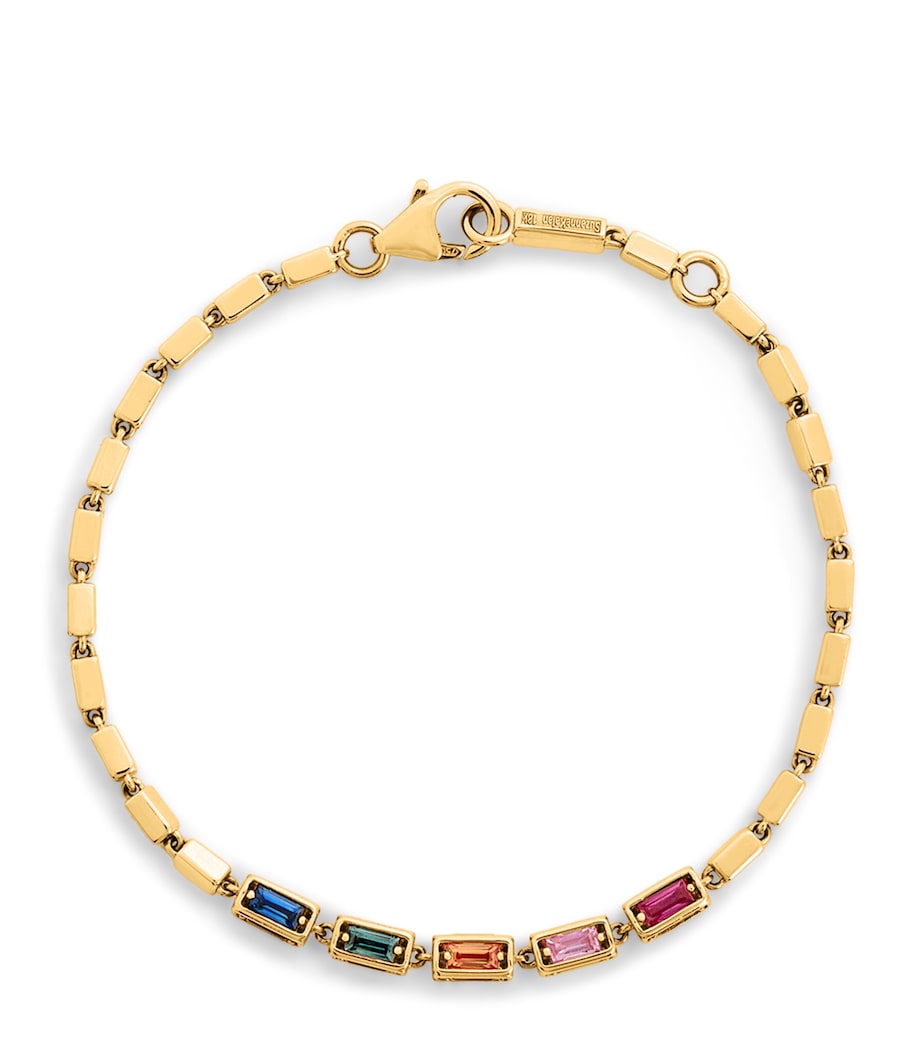 Suzanne Kalan rainbow sapphire rose gold bracelet, imported from the UK