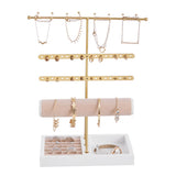 Livingandhome 4-tier jewellery display stand gold metal, imported from the UK