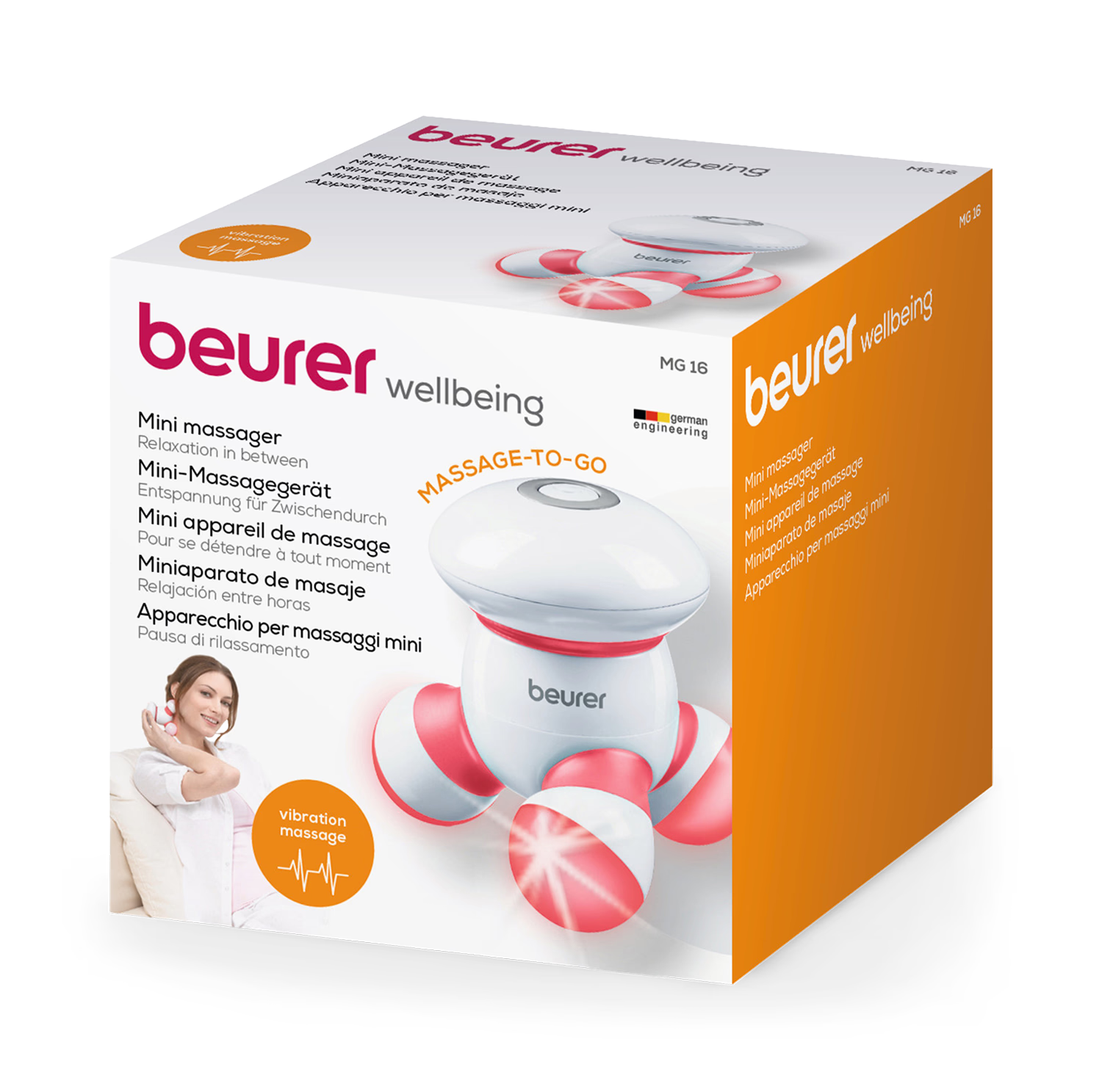 Beurer MG16 Mini Massager in red, UK version