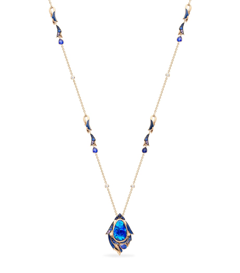Boodles rose gold pendant with diamonds opal sapphire (British brand)