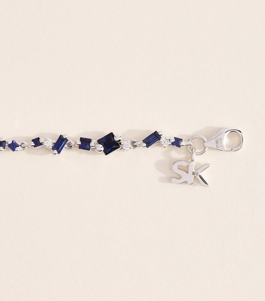 Suzanne Kalan white gold diamond and blue sapphire bracelet - British product