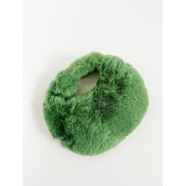 SVNX faux fur soft grab bag in green, UK version