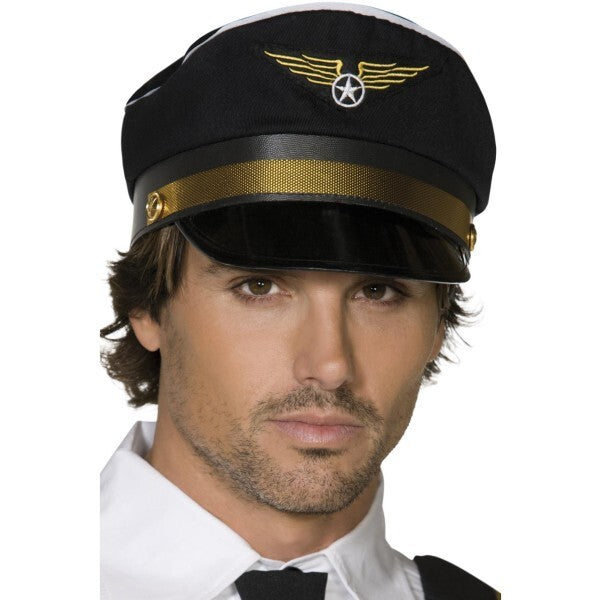 Smiffys pilot cap black (British brand)