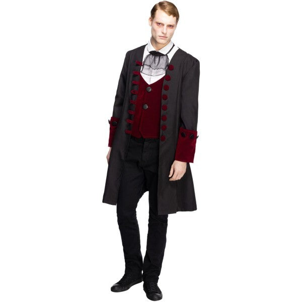 Fever male gothic vamp costume black with coat, imported from the UK