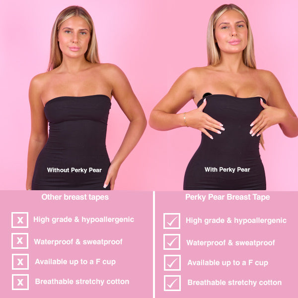 Perky Pear Boob Tape A-C Cups Black, imported from the UK