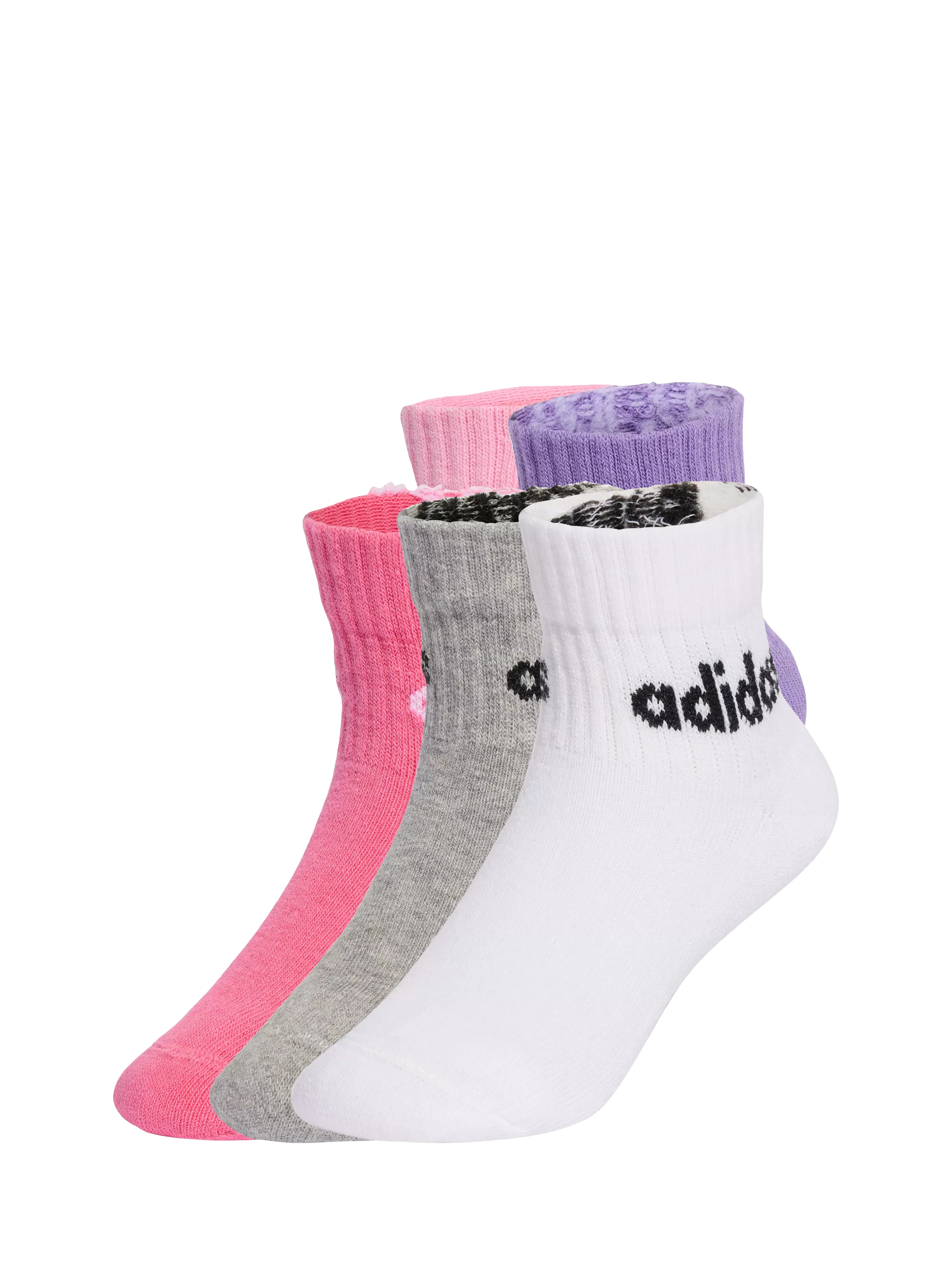adidas kids ankle socks pack of 5 pink grey white, UK version
